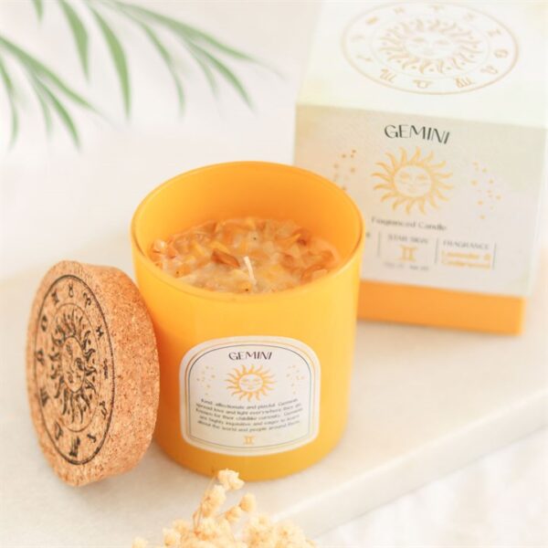 Gemini Lavender & Cedarwood Gemstone Zodiac Candle - Image 6