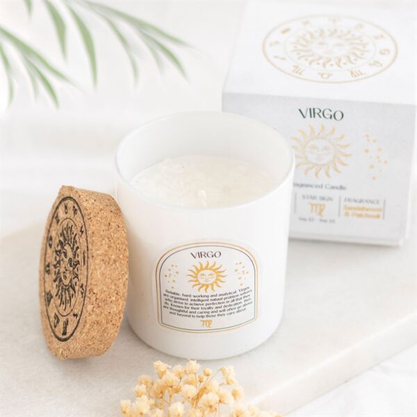Virgo Sandalwood & Patchouli Gemstone Zodiac Candle - Image 5