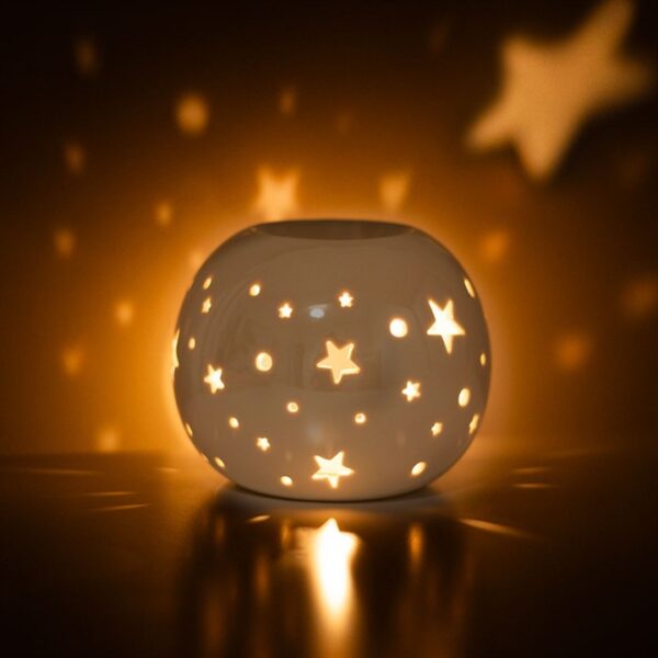 White Iridescent Star Oil Burner and Wax Warmer - Image 2
