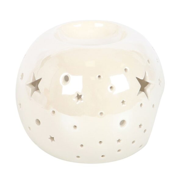 White Iridescent Star Oil Burner and Wax Warmer - Image 4