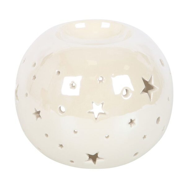 White Iridescent Star Oil Burner and Wax Warmer - Image 5