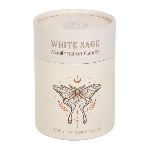 Luna Moth Manifestation Candle with Clear Quartz Crystals - Image 5