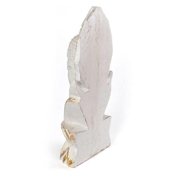 Whitewash Albasia Wood Thai Buddha - Image 3
