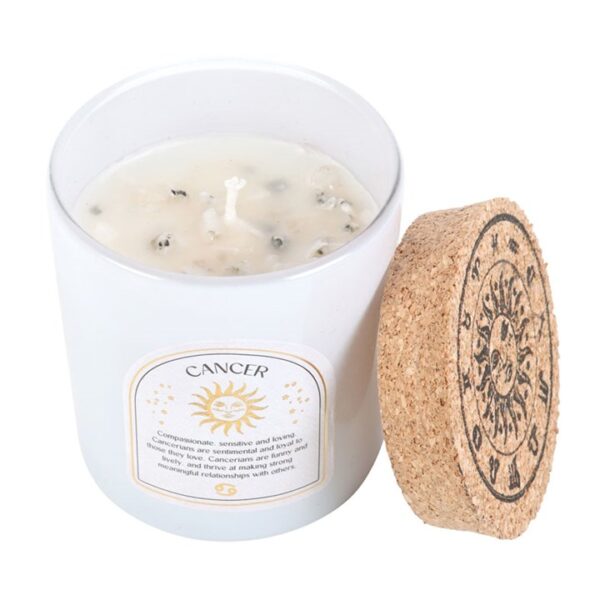 Cancer Orange & Chamomile Gemstone Zodiac Candle - Image 2