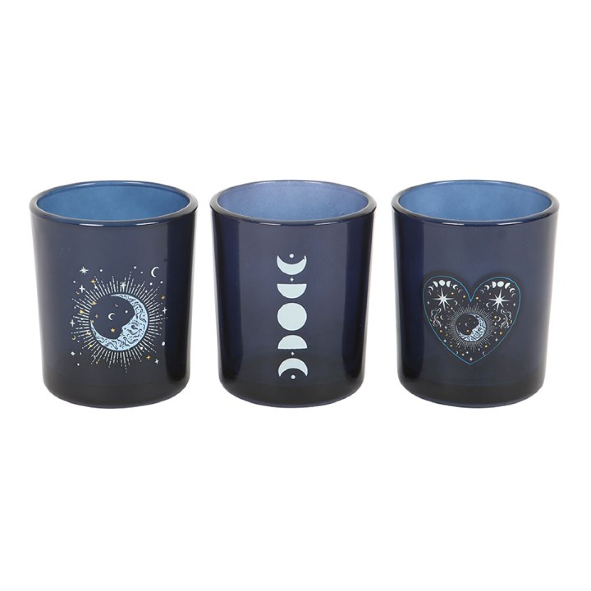 Set of 3 Blue Moon Votive Candle Holders - Image 2